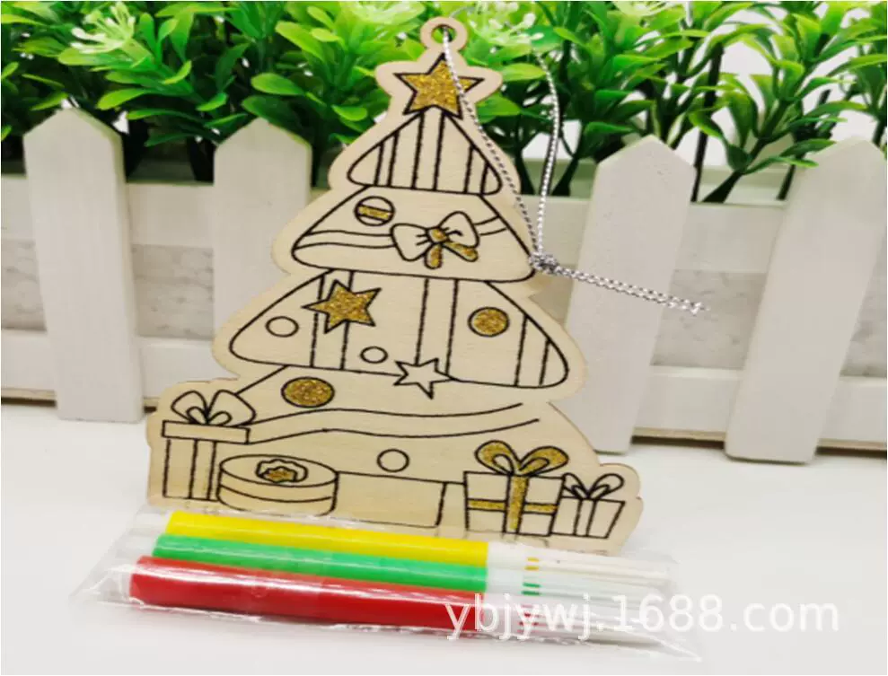 Рождественская трехмерная деревянная живопись деревянная Белая пустая детская DIY цветное наполнение Снежинка глина живопись креативная живопись граффити материал