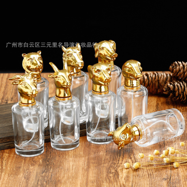 十二生肖头盖加厚香水瓶透明玻璃60mll瓶分装瓶空瓶子分装瓶现货