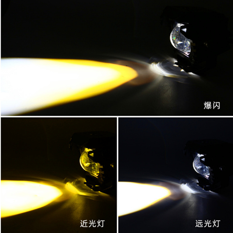 faro de motocicleta LED de dos colores faro externo de luz alta y baja vehículo todoterreno reformado faro de motocicleta