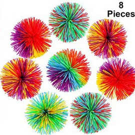 硅胶丝球毛毛球玩具毽子球小学生沙包球橡皮筋球多彩橡筋球拉丝球