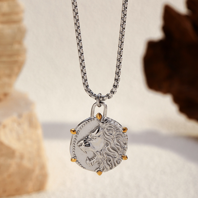 Mixed Metal, Plating Design Wholesale Jewelry Elegant Vintage Style Cross Coconut Tree Lion 304 Stainless Steel Mixed Metal Plating Cable Chain Box Chain Snake Chain Pendant Necklace