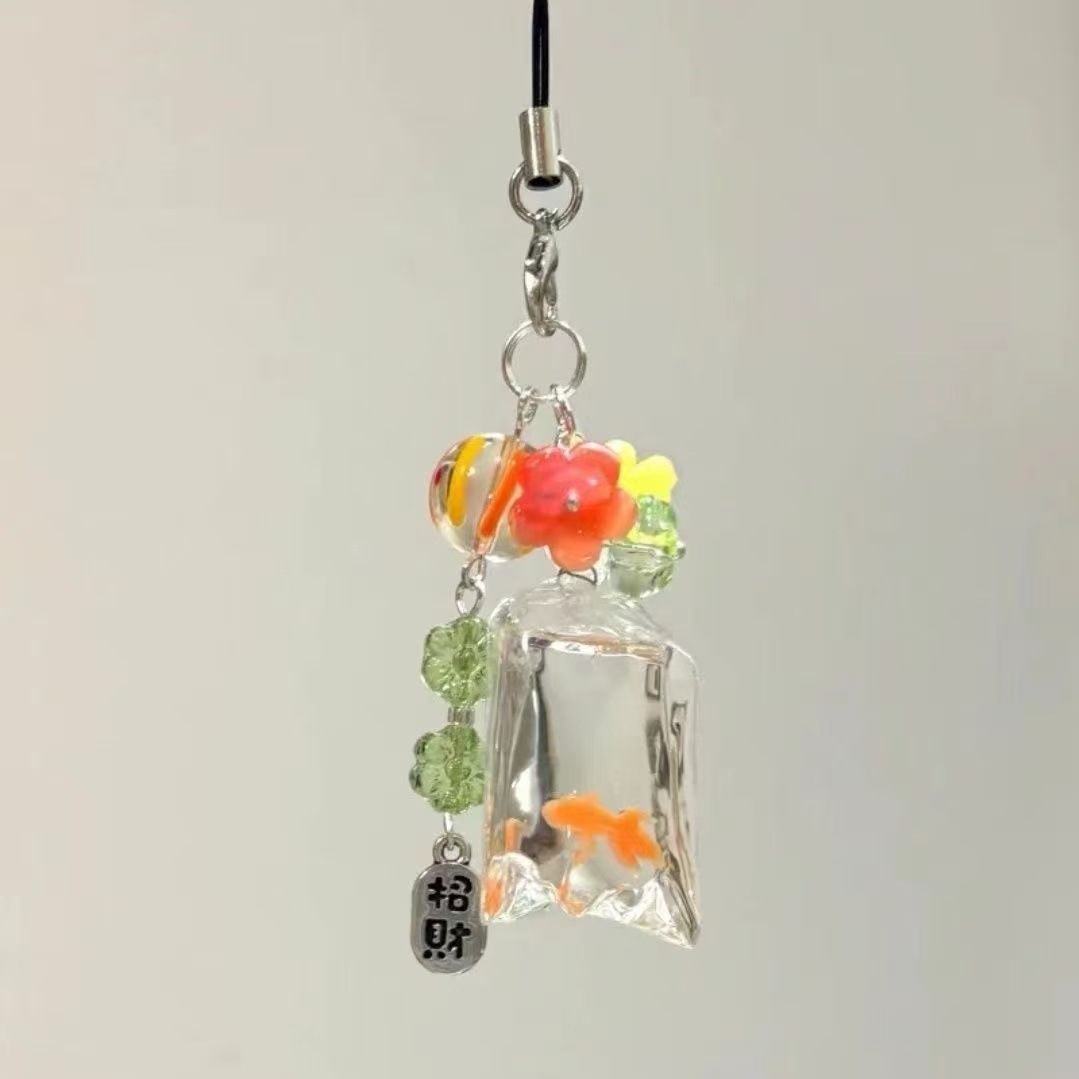 Cross-border Hot Koi Mobile Phone Pendant Flower Cute Headset School Bag Hanging Ornaments Key Chain Lanyard