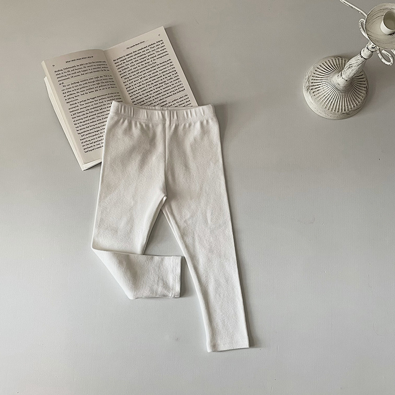 INS estilo coreano bebé polainas nuevo algodón Mediados de cintura pantalones de los niños de color sólido casual ropa de abrigo Delgado Leggings