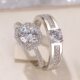 Couple ring open diamond ring wedding ring simulation wedding ring men's and women's silver plated ring Women's wholesale jewelry