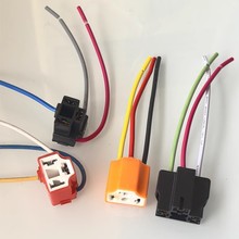 汽车大灯插座H4灯泡纯铜线插头接头灯座耐高温陶瓷汽车灯泡插座