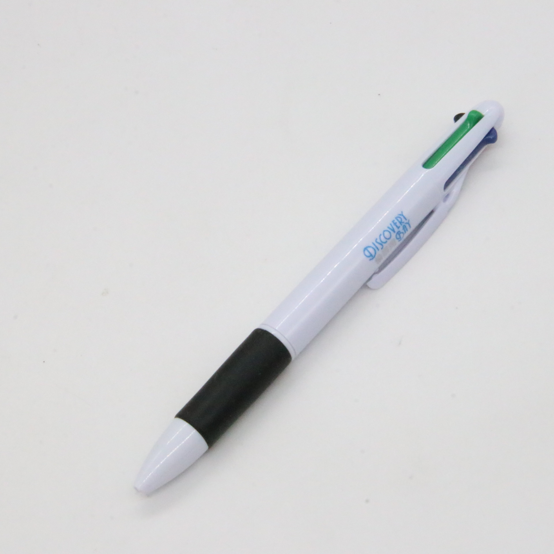 Presione el logotipo imprimible de la pluma multicolor que escribe la pluma lisa del bolígrafo de la publicidad