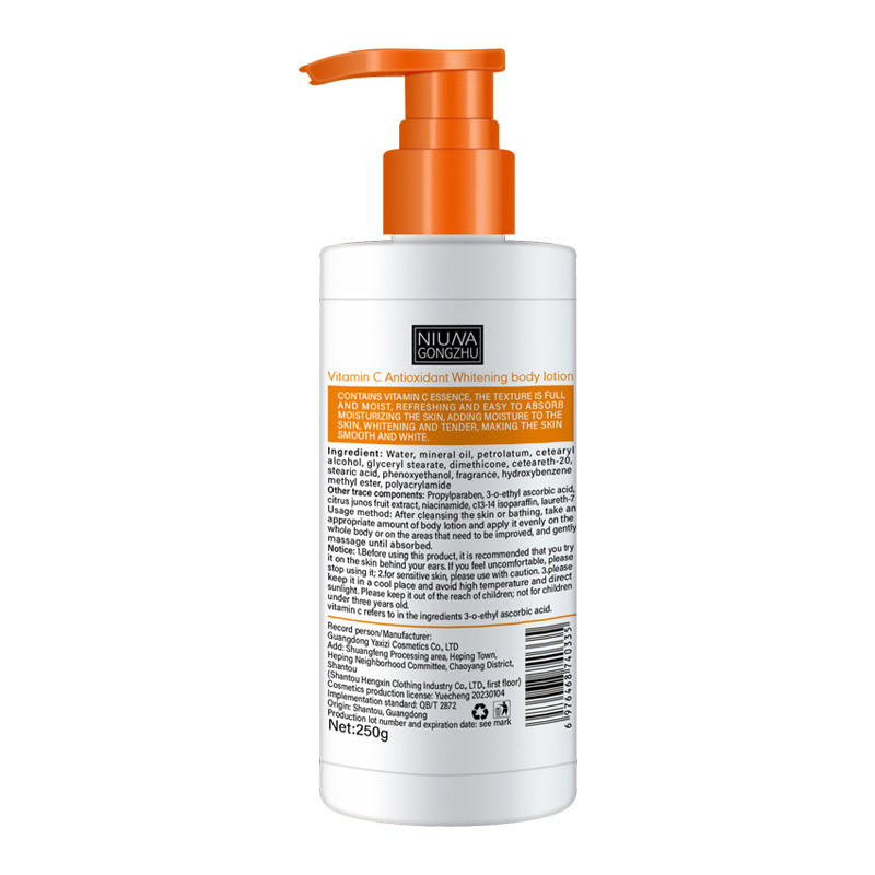 Factory Direct VC Loción corporal Vitamina C Hidratante Hidratante e Hidratante Piel Fragancia duradera Comercio exterior