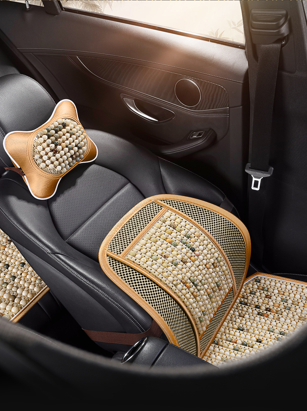 Summer Car Seat Cushion with Wooden Beads for Ventilation, Breathable Universal Cooling Pad for All Seasons, Anti-Scald Seat Mat, Dropshipping
