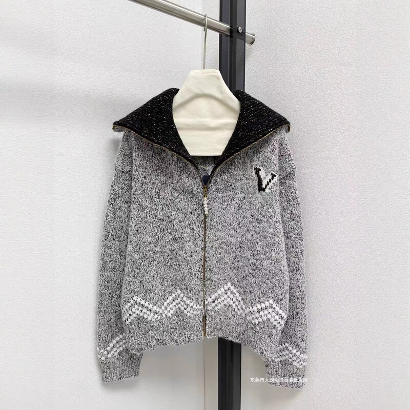 Haute Couture L Home 25 New Sailing Fishing Skiing Embroidered Large Lapel Thick Knitted Cardigan Retro Sweater Jacket for Women