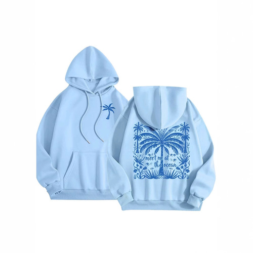2025 Spring and Autumn Fleece Women's Hooded Sweatshirt with Ribbed Cuffs and Hem, Loose and Warm Hooded Sweatshirt for Women with Print
