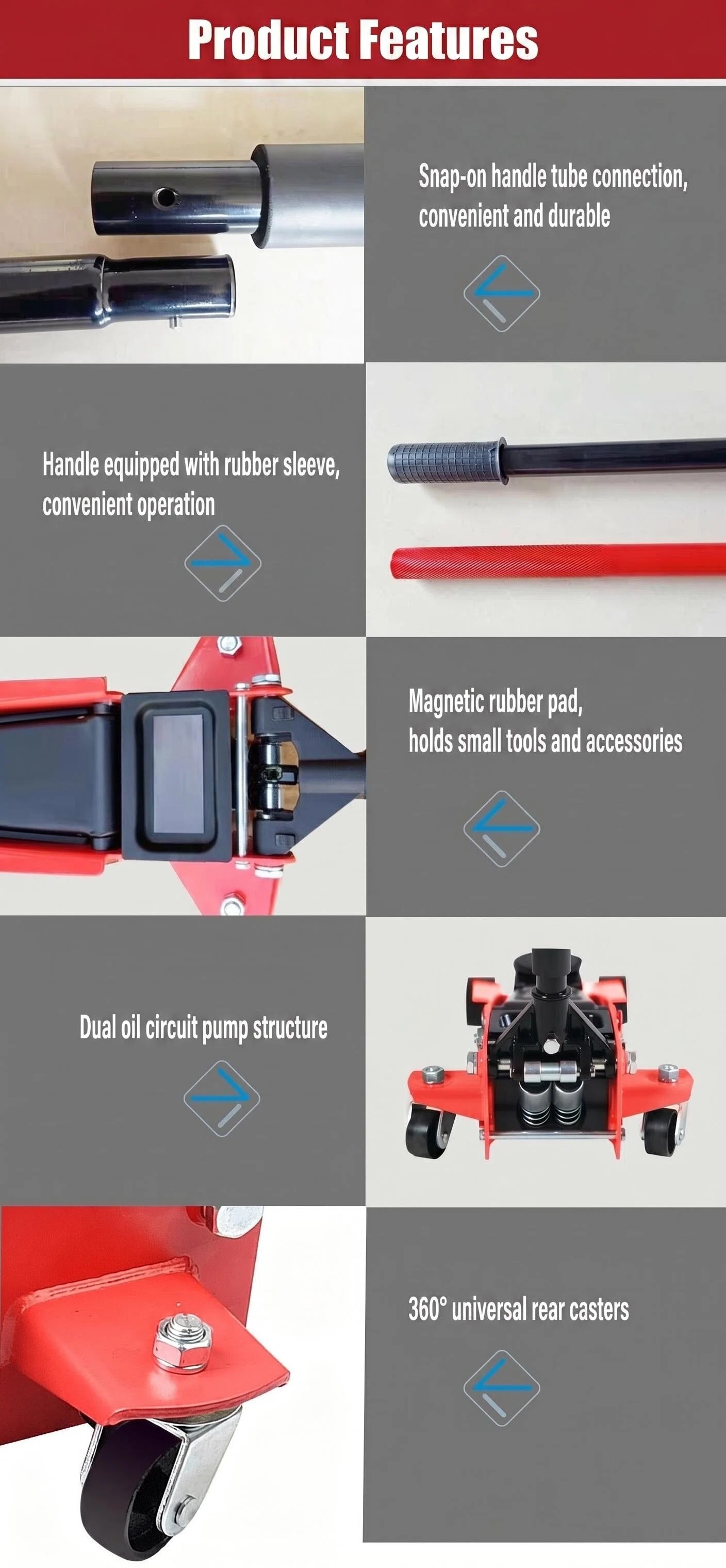 Launch Lh2203/2303 3t Floor Jack Dual-Pump High/Low Horizontal Type 0kg Ton