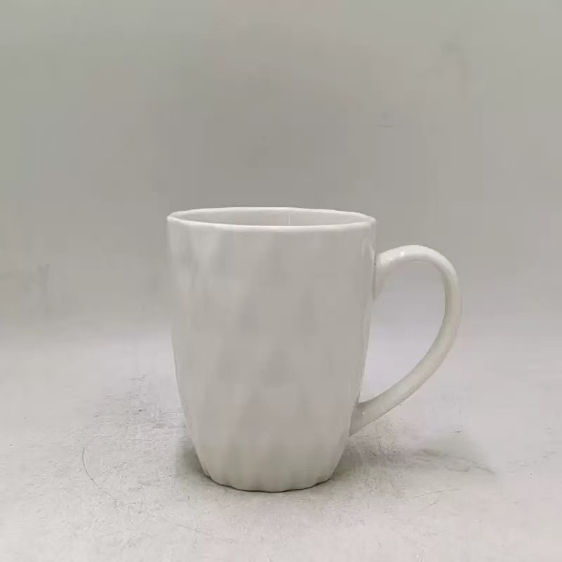 Taza de cerámica blanca pura simple taza de relieve taza de café taza de leche de gran capacidad taza de agua de oficina image 5