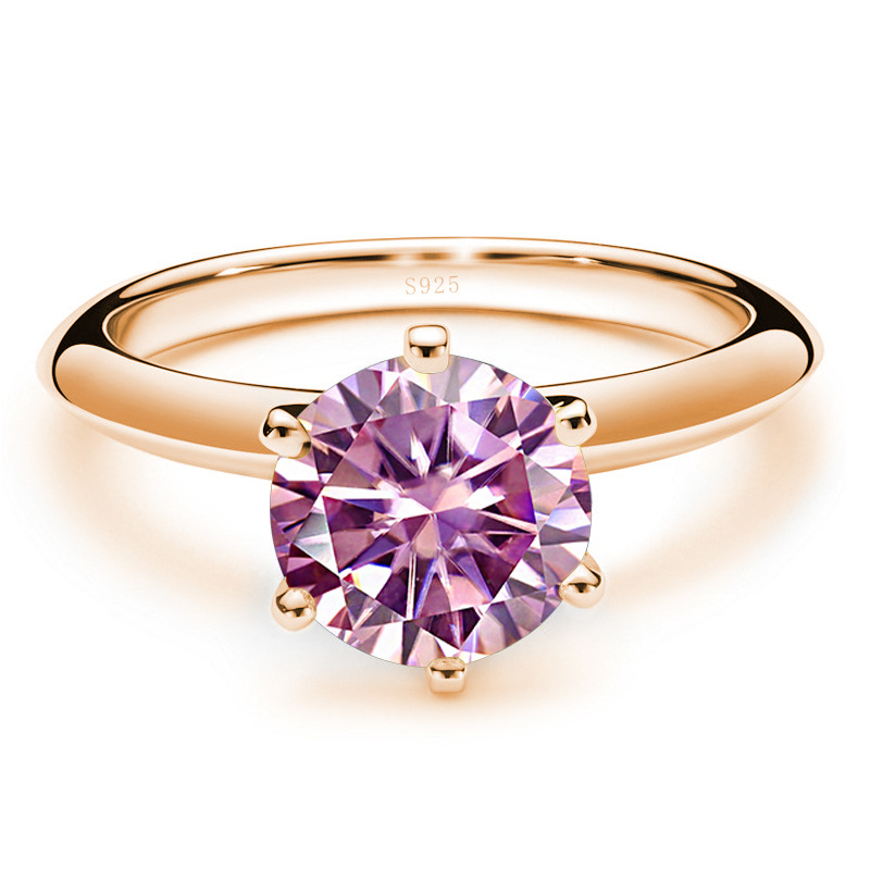 Comercio exterior transfronterizo clásico seis garras D color anillo de piedra de moissanita mujer S925 plata chapado en oro de 18k joyas de mano al por mayor