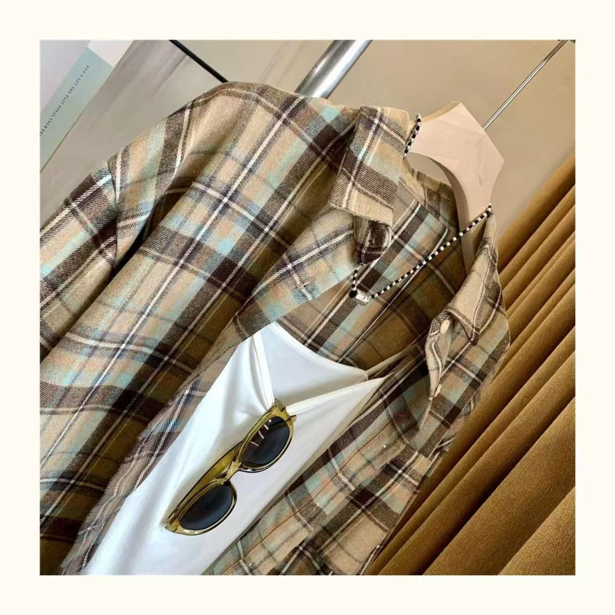 작은 가을 새로운 격자 무늬 셔츠 여성 한국 스타일 패션 느슨한 게으른 슬림 격자 무늬 카디건 재킷 여성 트렌디