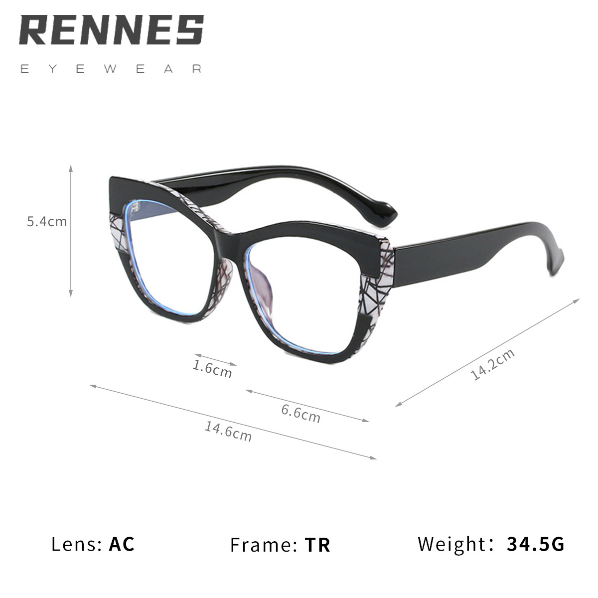 Nuevo TR90 Premium Sense Hit Color Pack Flower Sin maquillaje Gafas anti-luz azul Gafas europeas y americanas con montura grande de ojo de gato con montura de miopía