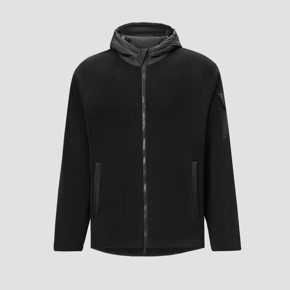 Men's Thickened Fleece Patchwork Hoodie Warm Stylish Winter Coat_voghion.com