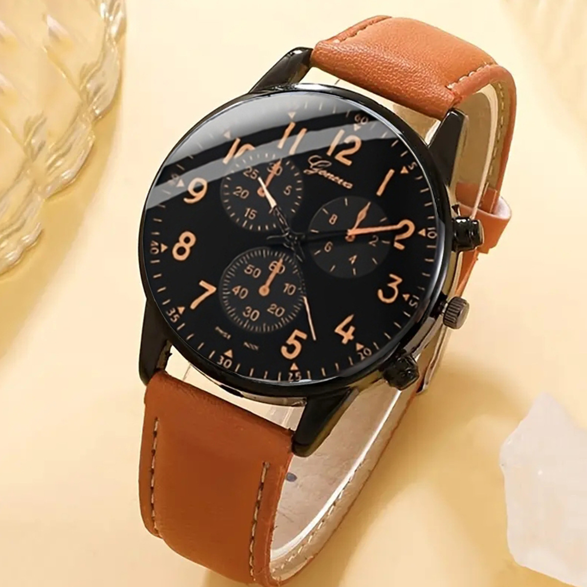 Neu Männer Drei Augen Business Mode Gürtel Quarzuhr Gewebtes Armband_voghion.com