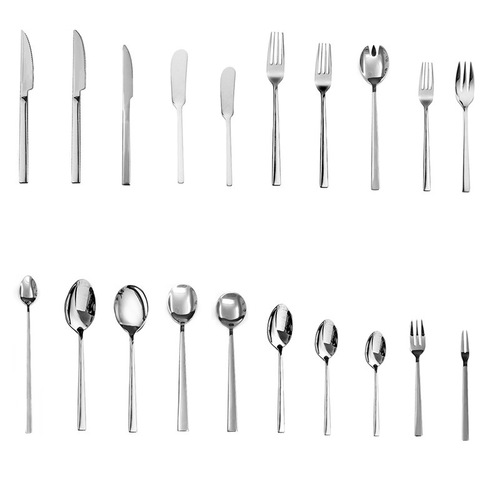 Yamareg Thickened 304 Stainless Steel Square Handle Steak Knife Fork Spoon Set for Hotel Western Dessert Tableware