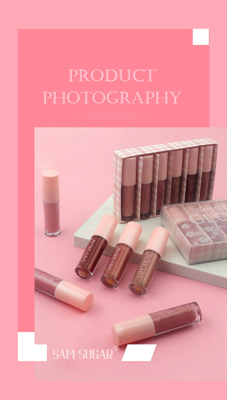 SAM SUGAR Matte non-stick Cup 6-color Lip Gloss set Matte Velvet easy-to-Apply Lip Gloss Glaze liquid undefined