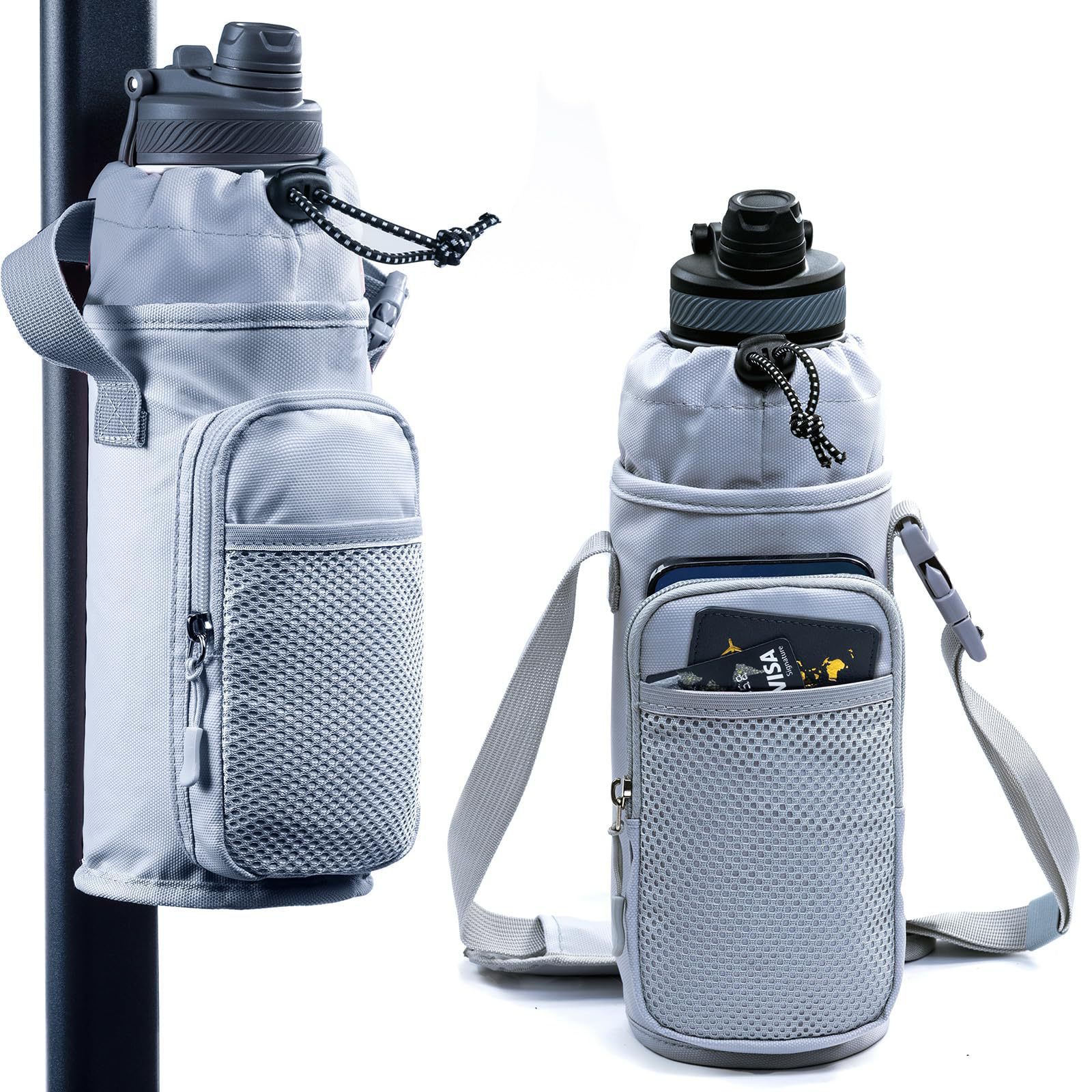 健身房水壶手机支架水杯包跨境强磁健身手机支架健身保温瓶水壶袋