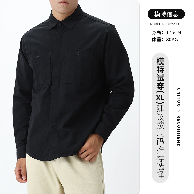Camisas de trabajo de algodón de alto nivel para hombres 2025 nuevas con solapa casuales sueltas y versátiles camisas de manga larga chaqueta para hombres
