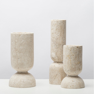 Modern Nordic style creative natural marble Candlestick decoration hallway dining table vase flower decoration