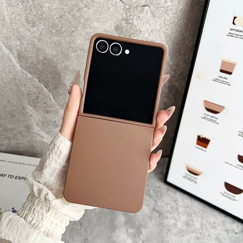 ins ソリッドカラーの肌の感触の大きなウィンドウ Samsung Galaxy ZFlip 30% off スタックスクリーンビジネス落下防止携帯電話ケースシンプル|undefined