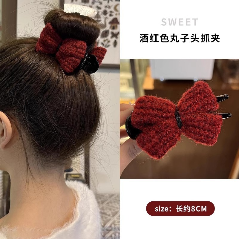 女性用の新しい夏のニットヘアピン、ミルクコーヒー色、甘い、カジュアル、多用途のリボンヘアピン、ヘアボールヘッドが利用可能|undefined