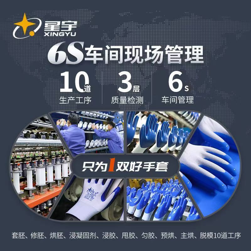 Xingyu N518 guantes de protección laboral de caucho nitrilo antideslizante y resistente al desgaste, reparación de automóviles resistente al aceite, guantes de protección laboral de nitrilo duradero