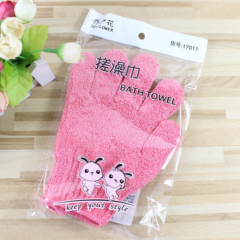 Perezoso cinco dedos guantes de baño espalda frotar Toalla de baño gris exfoliante Exfoliante Piel muerta de doble cara disponible 2 pack