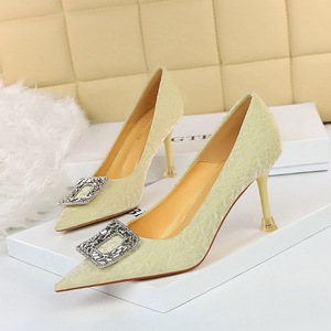 1382-2 the European and American fashion show thin sexy high-heeled shoes high heel with shallow pointed mouth shining d