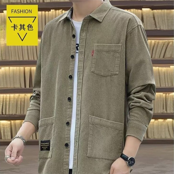 Spring and Autumn Corduroy Long-Sleeved Shirts for Men, Wear-Resistant Workwear, Multi-Pocket Tops, Casual Shirts and Jackets, Cross-Border Wholesale Spring and Autumn Corduroy Long-Sleeved Shirts for Men, Wear-Resistant Workwear, Multi-Pocket Tops, Casual Shirts and Jackets, Cross-Border Wholesale