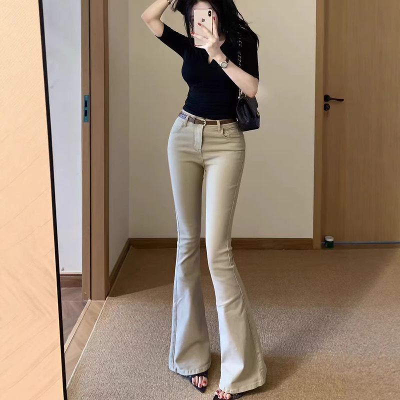 Khaki Flared Jeans for Women 2026 Spring and Autumn New High-Waisted Stretchy Skinny Pants That Make Legs Look Longer Khaki Flared Jeans for Women 2026 Spring and Autumn New High-Waisted Stretchy Skinny Pants That Make Legs Look Longer