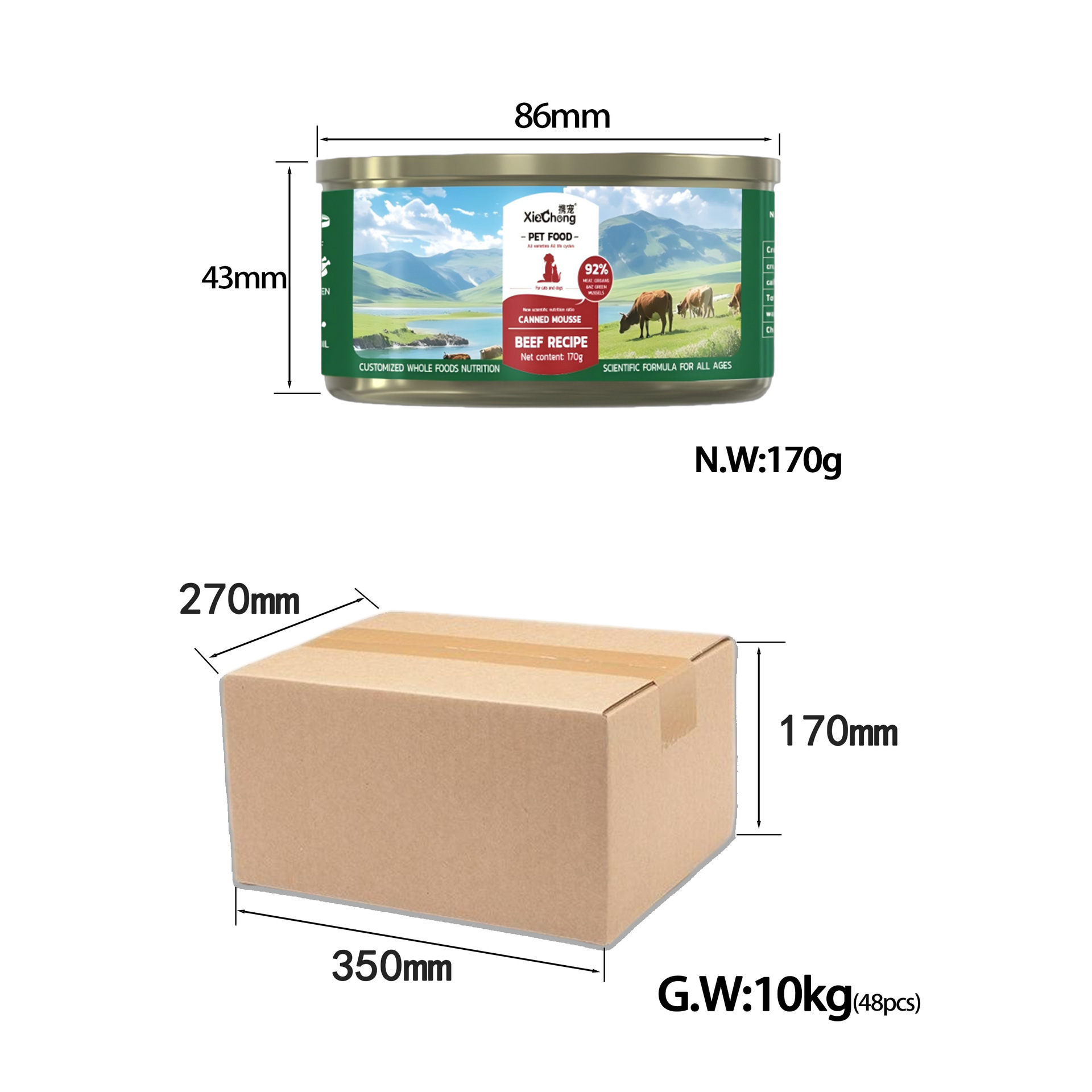 Alimentos húmedos enlatados para gatos, alimentos húmedos enlatados para gatos adultos, mejilla general para aumentar el peso, 170g, fábrica de gatos enlatados al por mayor