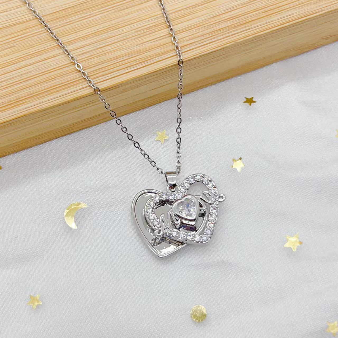 Titanium Steel Copper Elegant Simple Style Heart Shape Plating Pendant Necklace display picture 4