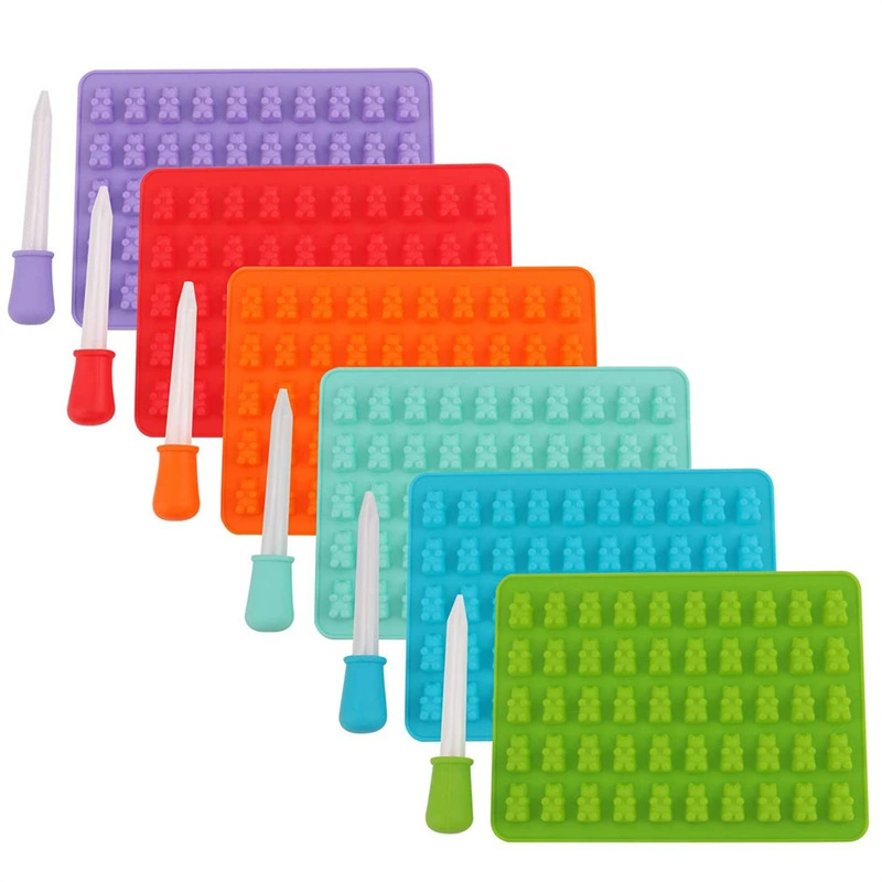 Силиконовая форма для конфет с медведем на 50 отверстий, форма для шоколада, жевательных конфет «сделай сам», может сделать цвет трафаретной печати с логотипом