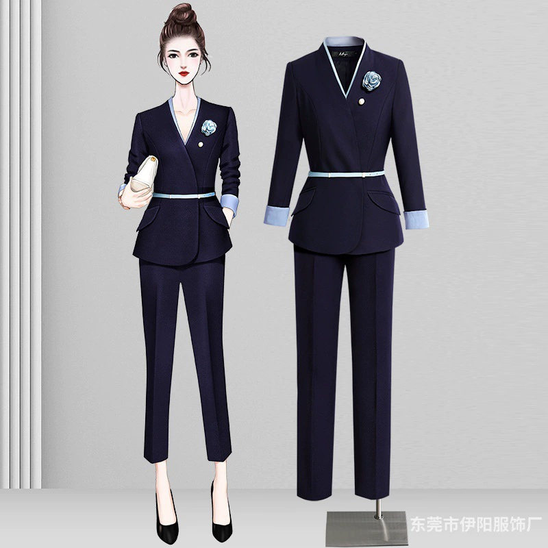 Профессиональный костюм Женская весенне-Осенняя мода Способный темперамент Вентилятор богини Стойка регистрации Инструменты Ювелирный магазин Продажи Рабочая одежда