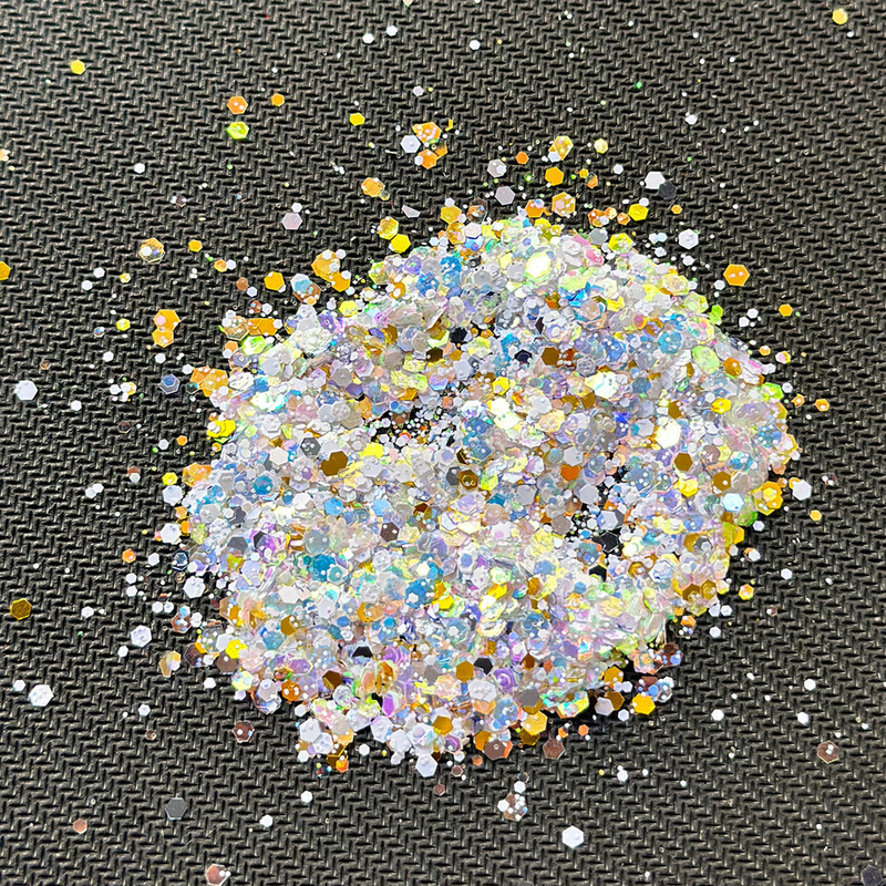 新款镭射幻彩六边形金葱粉爆闪亮片 罐装流麻闪粉diy饰品批发