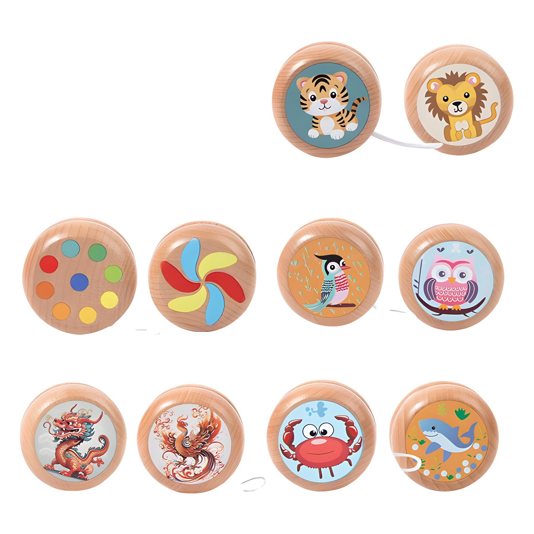 Yo-yo de madera lindo juguete de dibujos animados para niños estudiantes de primaria tradicional nostálgica clásica swing yo-yo bolas pequeños regalos