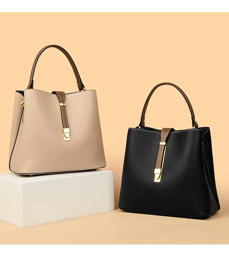 Live-Streaming minimalistisches Modedesign Eimer weiches Leder große Kapazität einzelne Schulter tragen Crossbody Mama Tasche_voghion.com