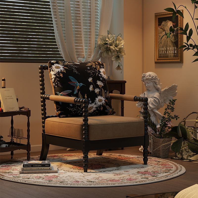 French Retro Sofa Chair, Antique Style Pearl Chair, High-End Living Room Leisure Solid Wood Single Back Chair, Tiger Chair