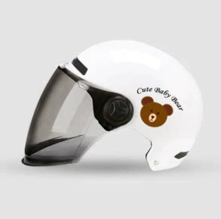 Helmet, Motorcycle Sun Protection Half: Motosiklet kaskı (dəbilqə) - whitebear-head-long-tea-lenses