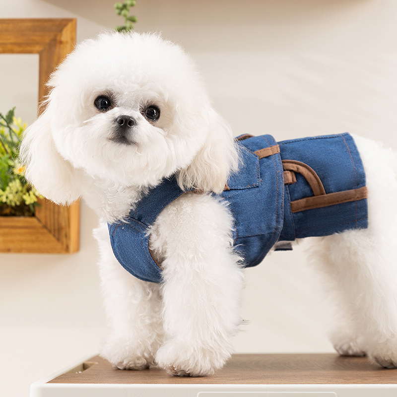 Japón y Corea del Sur primavera y verano perros de moda chaleco de vaquero vestido gato moda moda moda ropa de mascotas medianas y pequeñas