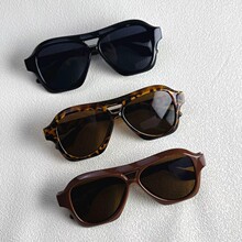 2024复古双梁墨镜女欧美ins高级感眼镜 跨境新款小方太阳镜潮流男