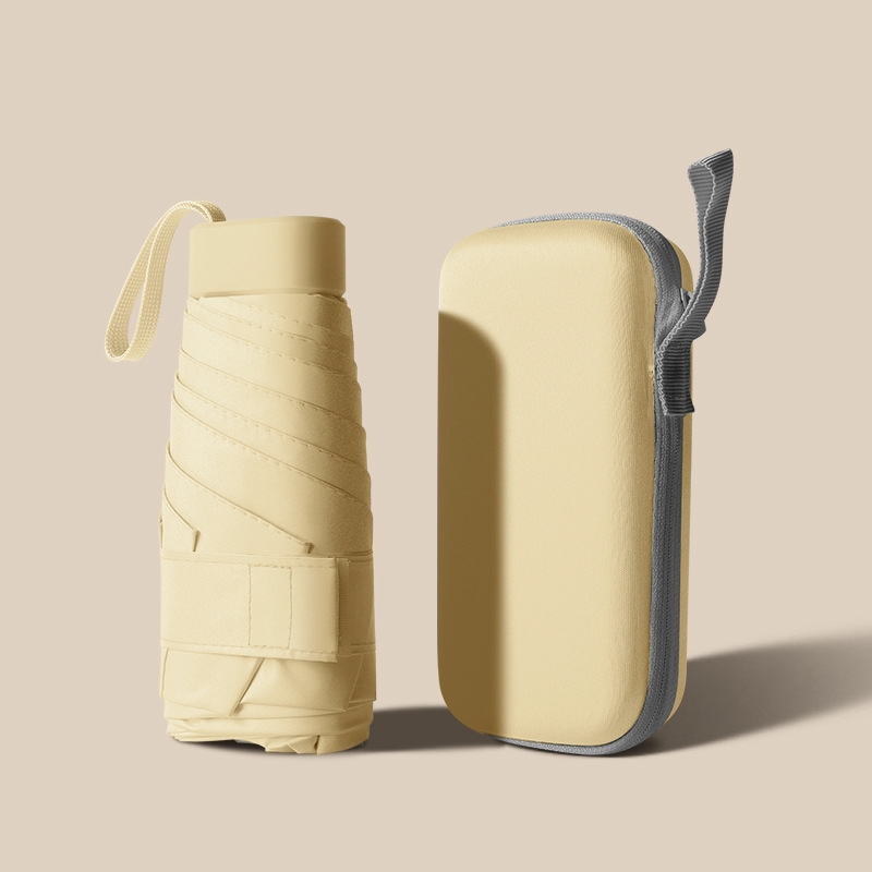 Nuevo mini paraguas plegable portátil negro protector solar paraguas manual ultraligero plano seis pliegues tarjeta paraguas