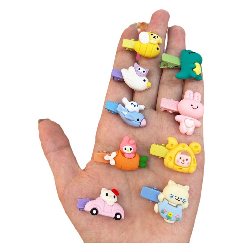 Children's Cartoon Small Clips Candy-Colored Cute Hairpins Baby Resin DIY Hairpin Accessories One-Yuan Hairpin Wholesale