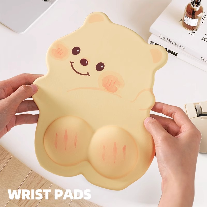 Mantequilla oso almohadilla de muñeca de oficina niñas adorable almohadilla de mesa de alta cara almohadilla de muñeca de teclado de computadora