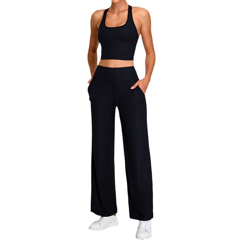 Nuevo estilo europeo y americano en forma de trabajo traje de ropa de yoga con espalda de belleza hilo femenino deportes de ocio traje de ropa de fitness de yoga recto