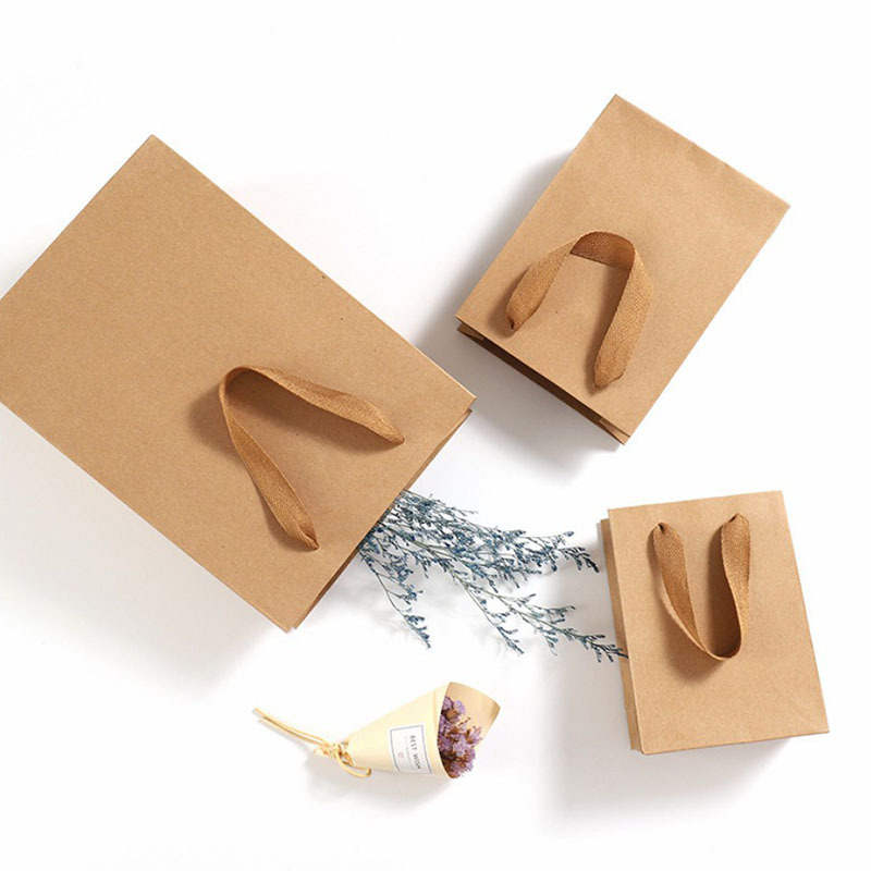 Brown Packing Paper Bag Packaging Bag Clothing Store Clothes Women's Clothing Handbag Printing Logo Custom Wedding Paper Cardboard