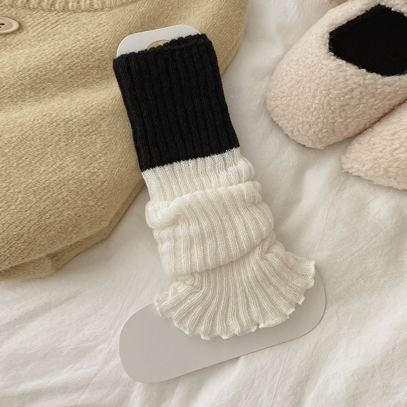 Гетры (keep warm) средние вязаные наколенники, рубчатые, осенние, one size